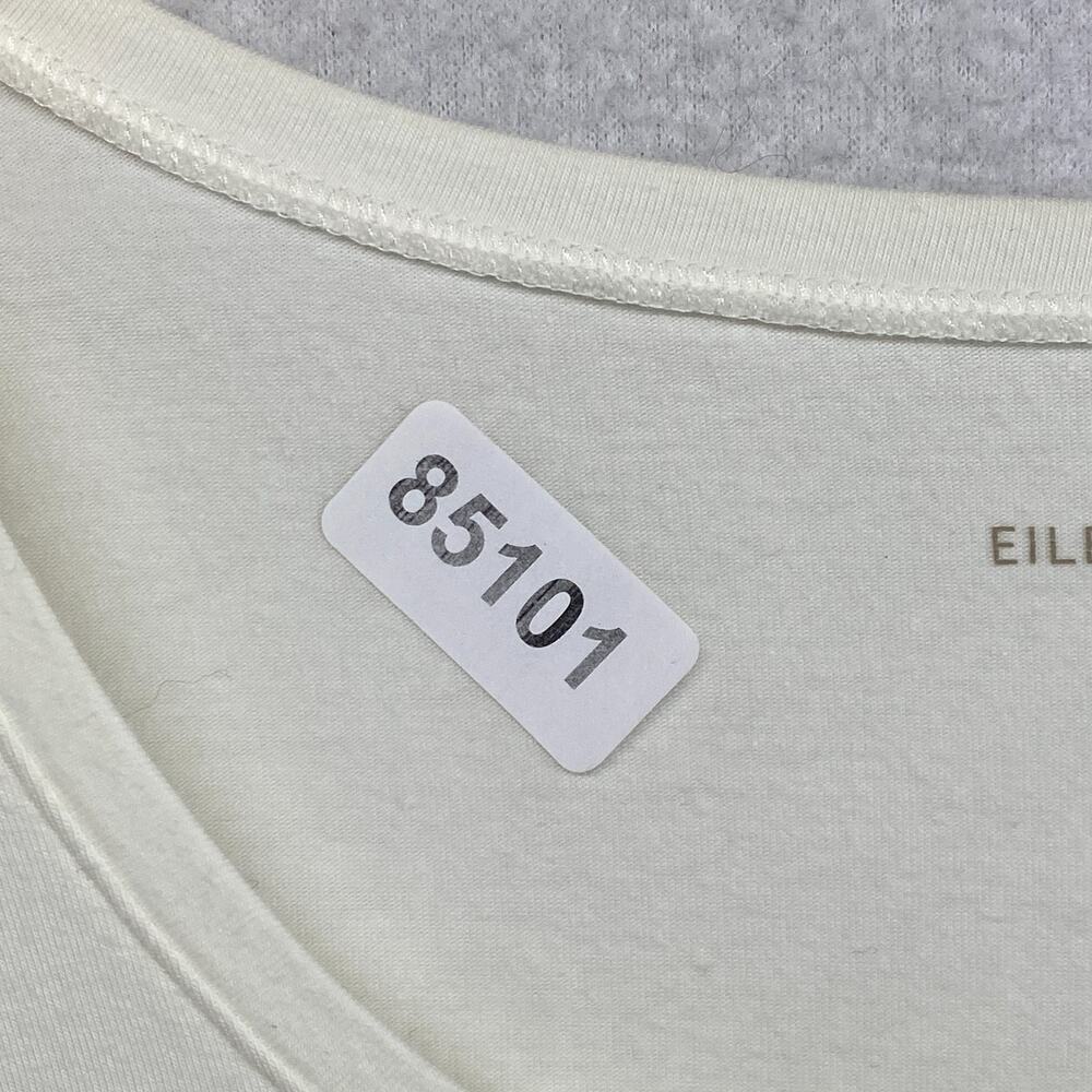 EILEEN FISHER Top XL Stretch Organic Cotton Scoop Neck Long Sleeve Off White USA - Picture 9 of 9